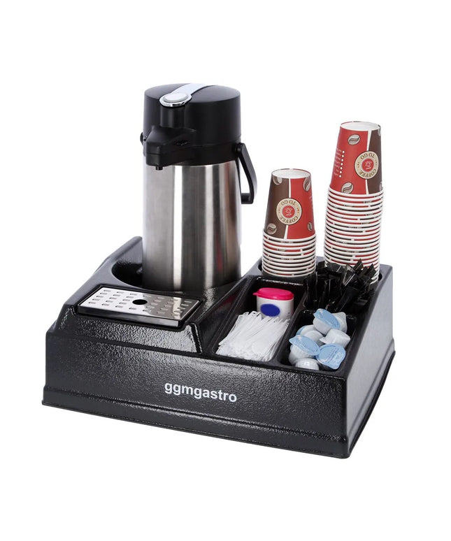GGM Gastro Coffee Station (for 1 Insulated Jug) - with 5 Compartments - Plastic - 435x330x145mm - incl. plastic insert & drip tray