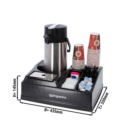 GGM Gastro Coffee Station (for 1 Insulated Jug) - with 5 Compartments - Plastic - 435x330x145mm - incl. plastic insert & drip tray