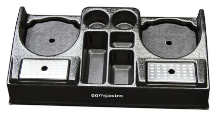 GGM Gastro Coffee Station for 2 Insulated Jugs - with 5 Storage Compartments - Plastic - 665x330x145mm - incl. 2 plastic inserts & drip trays