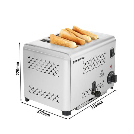 GGM Gastro Commercial 4 Slice Toaster - 1.8kW - Stainless Steel