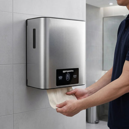 GGM Gastro Commercial Automatic Hand Towel Roll Dispenser - with Sensor - Stainless Steel