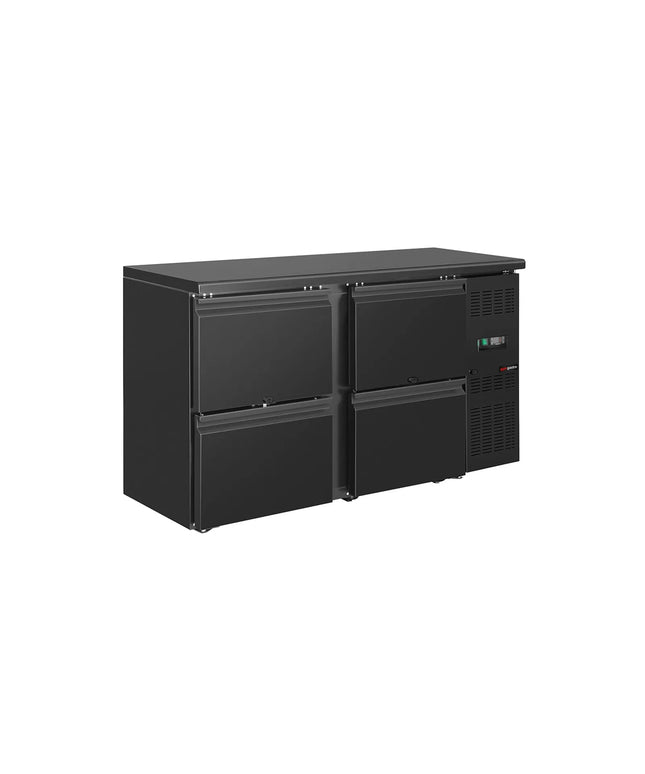 GGM Gastro Commercial Back Bar Bottle Cooler ECO - 1462x513mm - with 4 Drawers - Black