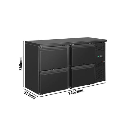 GGM Gastro Commercial Back Bar Bottle Cooler ECO - 1462x513mm - with 4 Drawers - Black