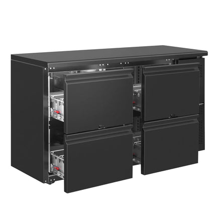 GGM Gastro Commercial Back Bar Bottle Cooler ECO - 1462x513mm - with 4 Drawers - Black
