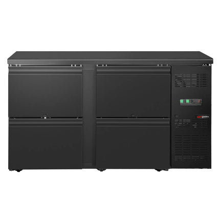 GGM Gastro Commercial Back Bar Bottle Cooler ECO - 1462x513mm - with 4 Drawers - Black