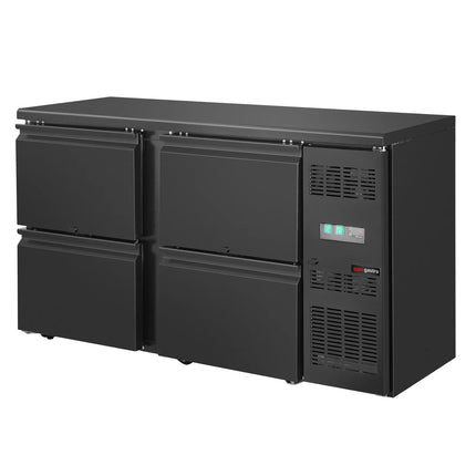 GGM Gastro Commercial Back Bar Bottle Cooler ECO - 1462x513mm - with 4 Drawers - Black