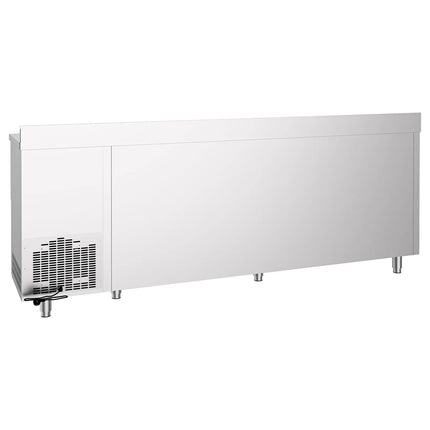 GGM Gastro Commercial Back Bar Bottle Cooler PREMIUM - 2690x600mm - 775L - with 2 Solid Doors & 6 Drawers, upstand & knock box for coffee