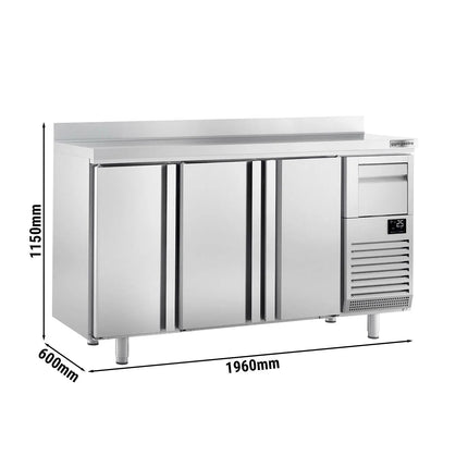 GGM Gastro Commercial Back Bar Bottle Cooler PREMIUM PLUS - 1960x600x1150mm - with 3 Solid Doors, upstand & knock box for coffee - 520L