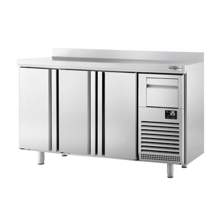 GGM Gastro Commercial Back Bar Bottle Cooler PREMIUM PLUS - 1960x600x1150mm - with 3 Solid Doors, upstand & knock box for coffee - 520L