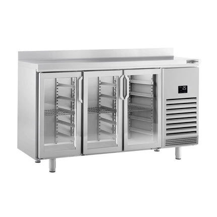 GGM Gastro Commercial Back Bar Bottle Cooler PREMIUM PLUS - 1960x700mm - 465L - with 3 Hinged Glass Doors, upstand & locks