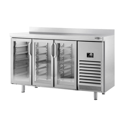 GGM Gastro Commercial Back Bar Bottle Cooler PREMIUM PLUS - 1960x700mm - 465L - with 3 Hinged Glass Doors, upstand & locks