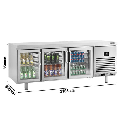 GGM Gastro Commercial Back Bar Bottle Cooler PREMIUM PLUS - Bakery - 2185x800mm - 610L - with 6 Hinged Glass Doors, LED lighting, locks, fan-assisted cooling, auto defrost - Stainless Steel
