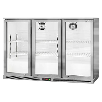 GGM Gastro Commercial Back Bar Cooler - 1350mm - 300L - with 3 glass hinged doors - Stainless steel
