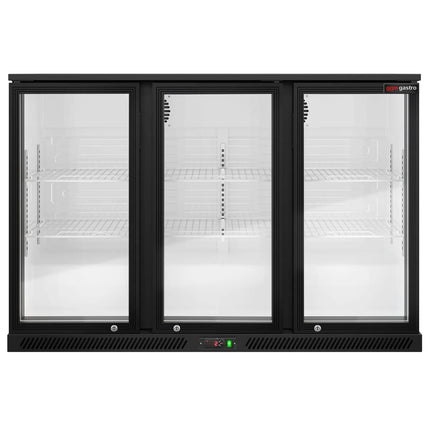 GGM Gastro Commercial Back Bar Cooler - 1350mm - 320L - with 3 glass hinged doors - Black