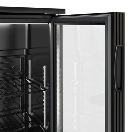 GGM Gastro Commercial Back Bar Cooler - 1350mm - 320L - with 3 glass hinged doors - Black - For UK