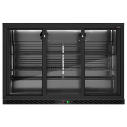 GGM Gastro Commercial Back Bar Cooler - 1350mm - 320L - with 3 glass sliding doors - Black