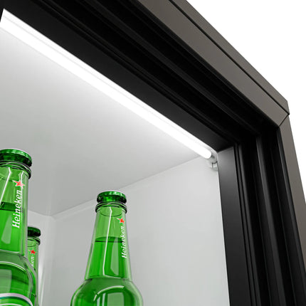 GGM Gastro Commercial Back Bar Cooler - 1350mm - 320L - with 3 glass sliding doors - Black - For UK