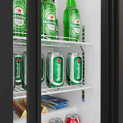 GGM Gastro Commercial Back Bar Cooler - 1350mm - 320L - with 3 glass sliding doors - Black