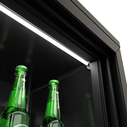 GGM Gastro Commercial Back Bar Cooler - 1350mm - 320L - with 3 glass sliding doors - Black