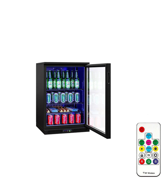 GGM Gastro Commercial Back Bar Cooler - 600mm - 126L - with 1 glass hinged door - Black