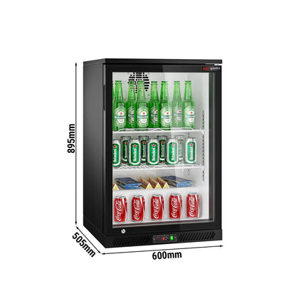 GGM Gastro Commercial Back Bar Cooler - 600mm - 126L - with 1 glass hinged door - Black