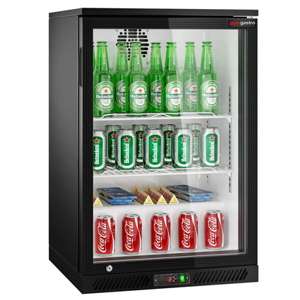 GGM Gastro Commercial Back Bar Cooler - 600mm - 126L - with 1 glass hinged door - Black