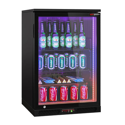 GGM Gastro Commercial Back Bar Cooler - 600mm - 126L - with 1 glass hinged door - Black