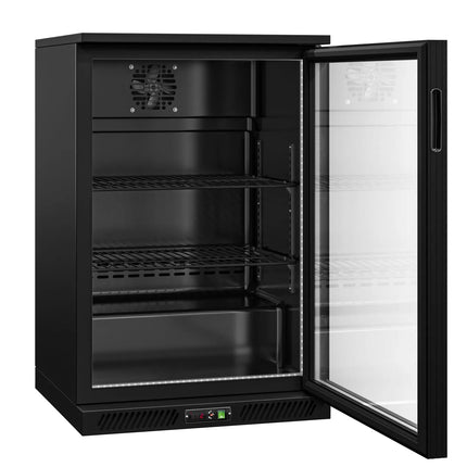 GGM Gastro Commercial Back Bar Cooler - 600mm - 126L - with 1 glass hinged door - Black