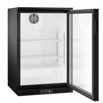 GGM Gastro Commercial Back Bar Cooler - 600mm - 126L - with 1 glass hinged door - Black