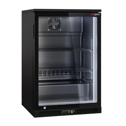 GGM Gastro Commercial Back Bar Cooler - 600mm - 126L - with 1 glass hinged door - Black