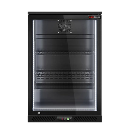 GGM Gastro Commercial Back Bar Cooler - 600mm - 126L - with 1 glass hinged door - Black