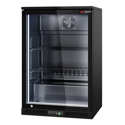 GGM Gastro Commercial Back Bar Cooler - 600mm - 126L - with 1 glass hinged door - Black