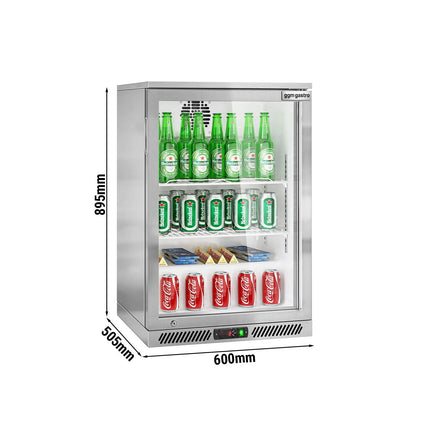 GGM Gastro Commercial Back Bar Cooler - 600mm - 130L - with 1 glass hinged door - Stainless steel