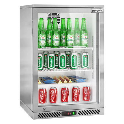 GGM Gastro Commercial Back Bar Cooler - 600mm - 130L - with 1 glass hinged door - Stainless steel