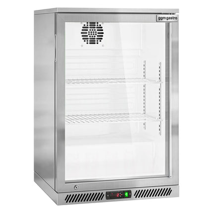 GGM Gastro Commercial Back Bar Cooler - 600mm - 130L - with 1 glass hinged door - Stainless steel