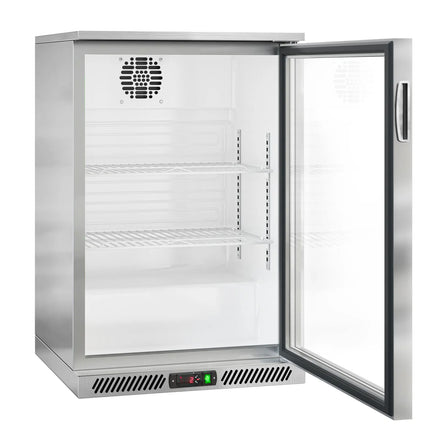 GGM Gastro Commercial Back Bar Cooler - 600mm - 130L - with 1 glass hinged door - Stainless steel