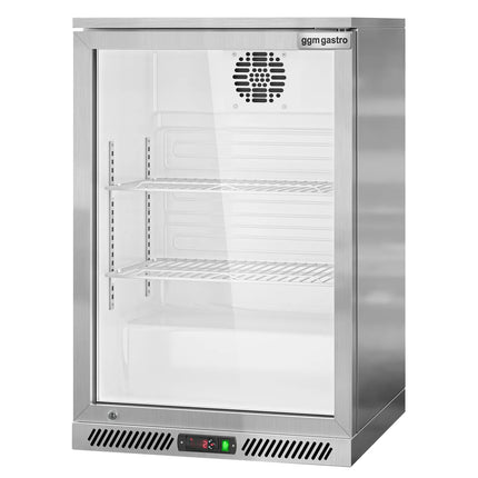 GGM Gastro Commercial Back Bar Cooler - 600mm - 130L - with 1 glass hinged door - Stainless steel