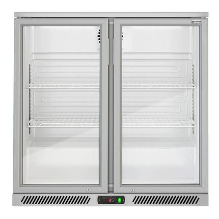 GGM Gastro Commercial Back Bar Cooler - 900mm - 220 litres - with 2 glass swing doors - Grey