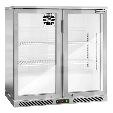 GGM Gastro Commercial Back Bar Cooler - 900mm - 220L - with 2 glass hinged doors - Stainless steel