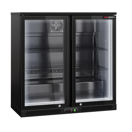 GGM Gastro Commercial Back Bar Cooler - 900mm - 220L - with 2 glass hinged doors - Black