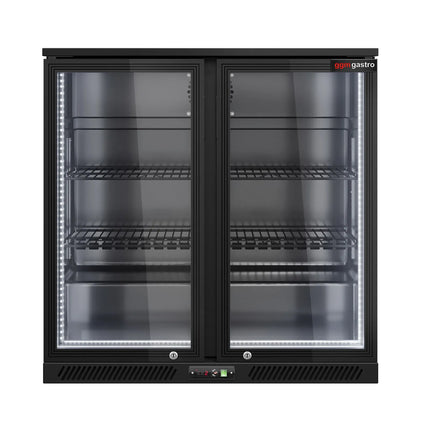 GGM Gastro Commercial Back Bar Cooler - 900mm - 220L - with 2 glass hinged doors - Black