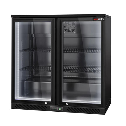 GGM Gastro Commercial Back Bar Cooler - 900mm - 220L - with 2 glass hinged doors - Black