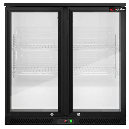 GGM Gastro Commercial Back Bar Cooler - 900mm - 220L - with 2 glass hinged doors - Black