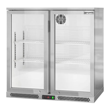 GGM Gastro Commercial Back Bar Cooler - 900mm - 220L - with 2 glass hinged doors - Stainless steel