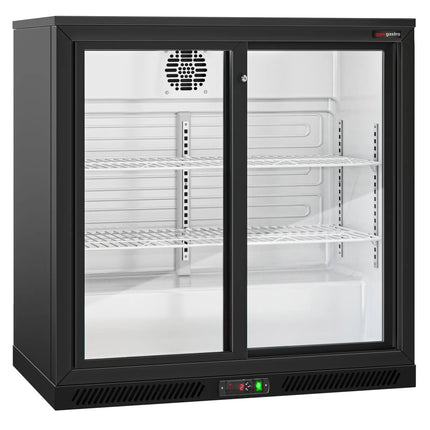 GGM Gastro Commercial Back Bar Cooler - 900mm - 220L - with 2 glass sliding doors - Black