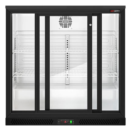 GGM Gastro Commercial Back Bar Cooler - 900mm - 220L - with 2 glass sliding doors - Black