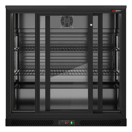 GGM Gastro Commercial Back Bar Cooler - 900mm - 220L - with 2 glass sliding doors - Black