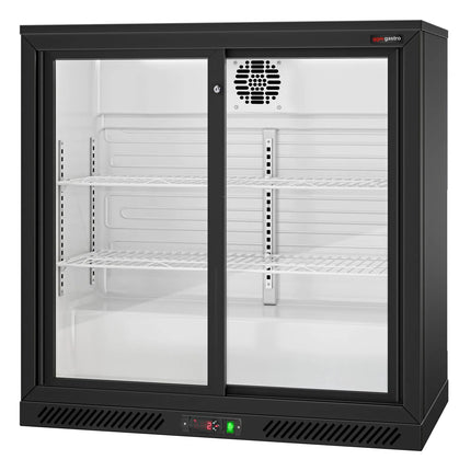 GGM Gastro Commercial Back Bar Cooler - 900mm - 220L - with 2 glass sliding doors - Black
