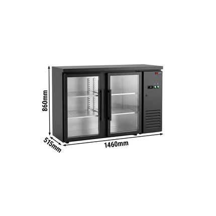 GGM Gastro Commercial Back Bar Cooler ECO – 1460 mm – with 2 Glass Doors – with RGB LED Lighting