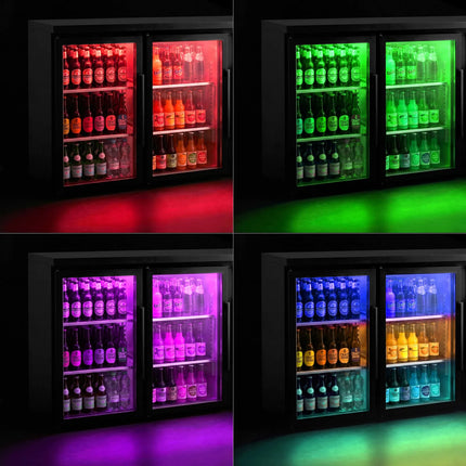 GGM Gastro Commercial Back Bar Cooler ECO – 1460 mm – with 2 Glass Doors – with RGB LED Lighting